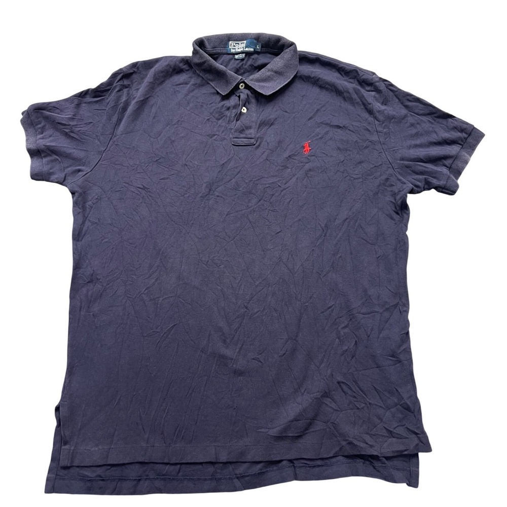 Polo Ralph Lauren Polo Shirt Men Large Navy Blue Short Sleeve Cotton Classic Fit
